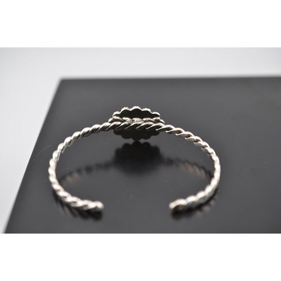 Native American Navajo Sterling Silver Turquoise Bracelet Cuff By Sadie Jim - Picture 3 of 3